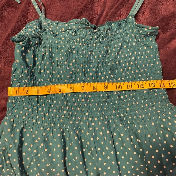 Teal with white polka dots summer dress - Picture 4 of 6